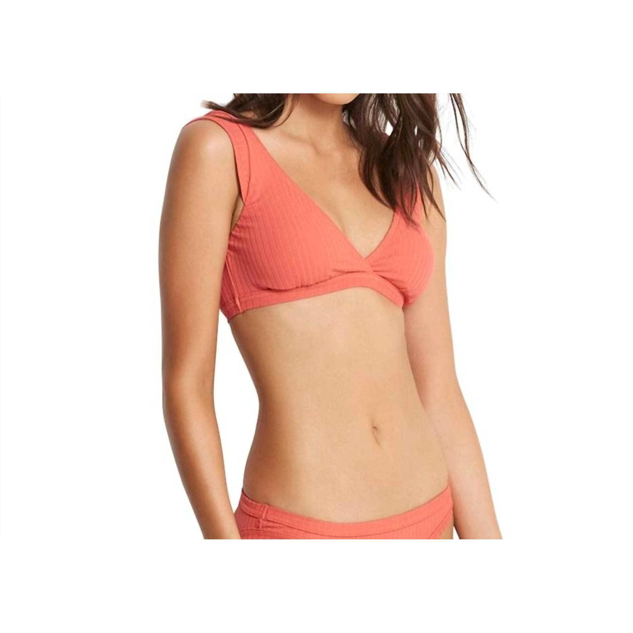 New Seafolly Inka Rib Wrap Front Bikini Top In Spice